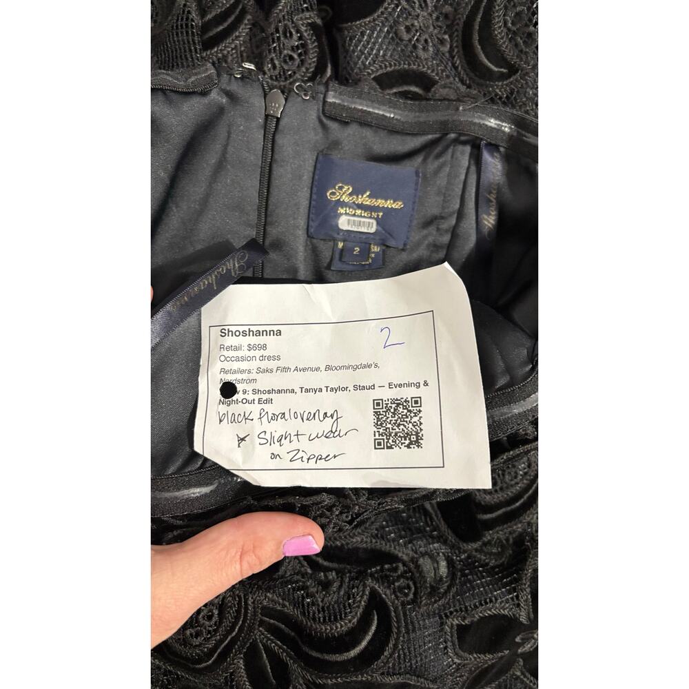 Shoshanna Anessa Black Velvet Floral Strapless Maxi Dress Size 2 - Picture 12 of 12